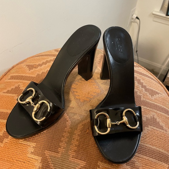 Gucci Authentic|| 1955 Horsebit accent Patent leather Heel Slides, size 7 - Picture 1 of 9